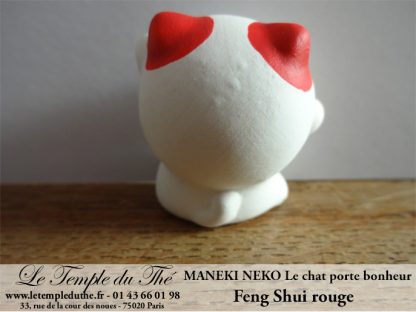 Maneki-Neko Le chat porte bonheur Feng Shui rouge (Confiance en soi)