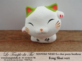 Maneki-Neko Le chat porte bonheur Feng Shui vert