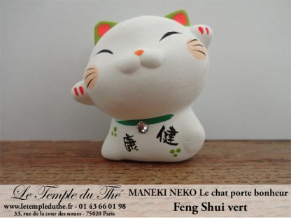 Maneki-Neko Le chat porte bonheur Feng Shui vert (Santé)