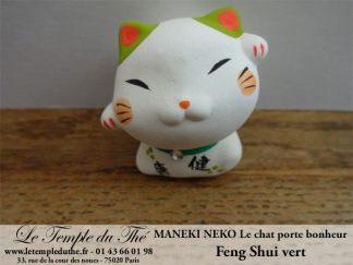 Maneki-Neko Le chat porte bonheur Feng Shui vert (Santé)