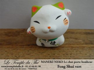 Maneki-Neko Le chat porte bonheur Feng Shui vert (Santé)