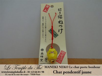 Maneki-Neko Le chat porte bonheur pendentif jaune