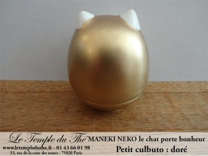 Maneki-Neko Le chat porte bonheur culbuto doré