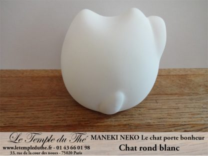 Maneki-Neko Le chat porte bonheur rond blanc