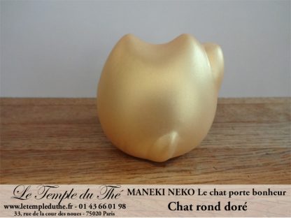 Maneki-Neko Le chat porte bonheur rond doré