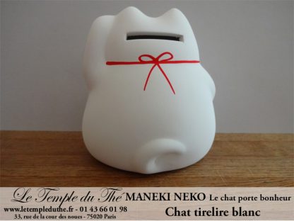 Maneki-Neko Le chat porte bonheur tirelire blanche