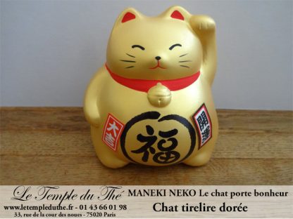 Maneki-Neko Le chat porte bonheur tirelire dorée