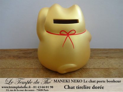 Maneki-Neko Le chat porte bonheur tirelire dorée