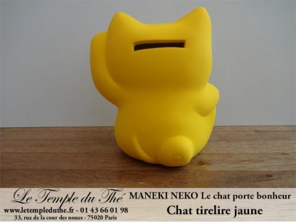 Maneki-Neko Le chat porte bonheur tirelire jaune