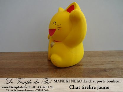 Maneki-Neko Le chat porte bonheur tirelire jaune