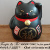 Maneki-Neko Le chat porte bonheur tirelire noire