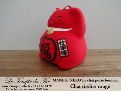 Maneki-Neko Le chat porte bonheur tirelire rouge