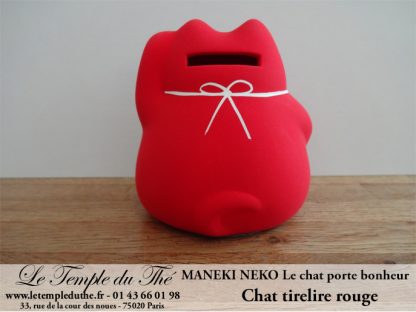 Maneki-Neko Le chat porte bonheur tirelire rouge