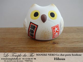 Maneki-Neko Le chat porte bonheur rond blanc