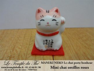 Maneki-Neko Le chat porte bonheur mini chat oreilles roses