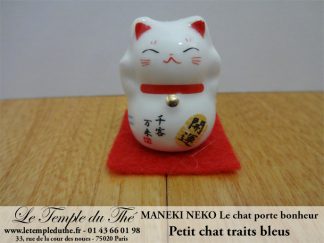 Maneki-Neko Le chat porte bonheur petit chat traits bleus