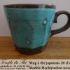 Mug en céramique japonais modèle Hachiyouhen torukobleu 20 cl