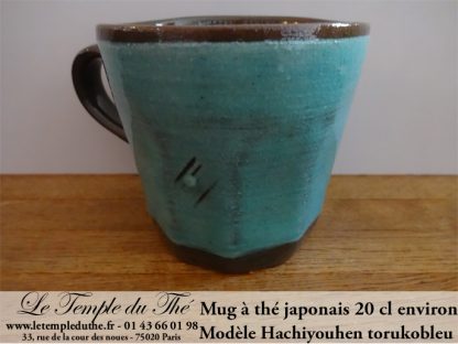 Mug en céramique japonais modèle Hachiyouhen torukobleu 20 cl
