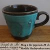Mug en céramique japonais modèle Hachiyouhen torukobleu 20 cl – Image 2