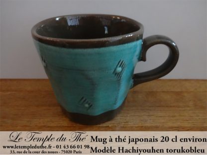 Mug en céramique japonais modèle Hachiyouhen torukobleu 20 cl