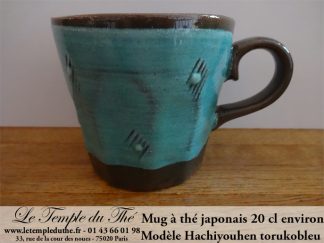 Mug en céramique japonais modèle Hachiyouhen torukobleu 20 cl