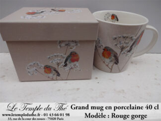 Grand mug à thé en porcelaine 40 cl Rouge gorge