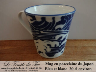 Mug en porcelaine du Japon 20 cl blanc et bleu