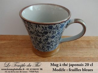 Mug en céramique du Japon 20 cl feuilles bleues
