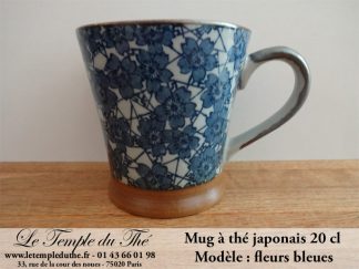 Mug en céramique japonais modèle fleurs bleues 20 cl