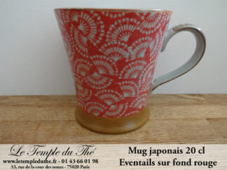 Mug à thé du Japon 20 cl éventails sur fond rouge