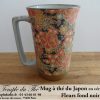 Long mug japonais en céramique 35 cl fleurs fond noir