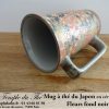 Long mug japonais en céramique 35 cl fleurs fond noir – Image 2