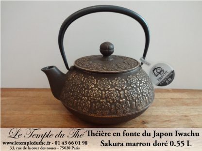 Théière en fonte du Japon Sakura marron doré 0.55 L