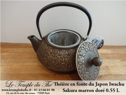 Théière en fonte du Japon Sakura marron doré 0.55 L