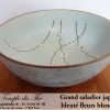 Grand saladier du Japon bleuté fleurs blanches – Image 3