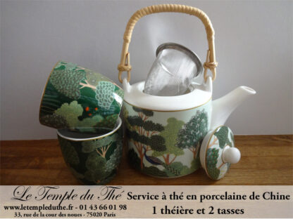 Service à thé en porcelaine de Chine 3 pièces  Woodland