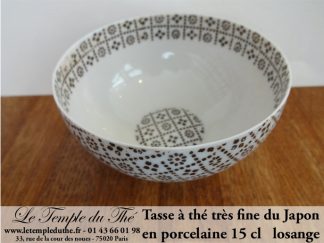 Tasse à thé très fine japonaise 15 cl losange marron