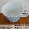 Tasse à thé fine japonaise 20 cl points bleus – Image 2