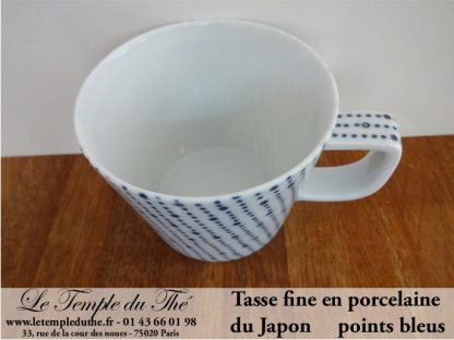 Tasse à thé fine japonaise 20 cl points bleus