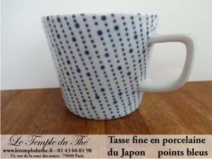 Tasse à thé fine japonaise 20 cl points bleus