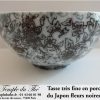 Tasse japonaise en porcelaine fine du Japon fleurs noires – Image 2