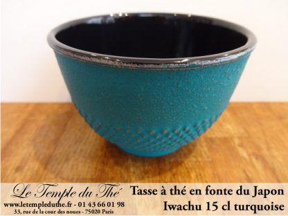 Tasse à thé en fonte du Japon turquoise Iwachu