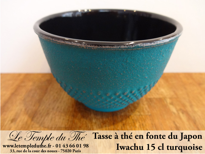 Tasse à thé en fonte du Japon turquoise Iwachu