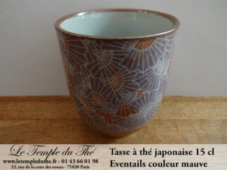 Tasse à thé japonaise 15 cl modèle éventails mauve