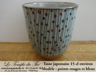 Tasse à thé japonaise 15 cl modèle points rouges et bleus