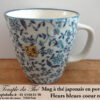 Mug en porcelaine du Japon 20 cl fleurs bleues cœur rouge