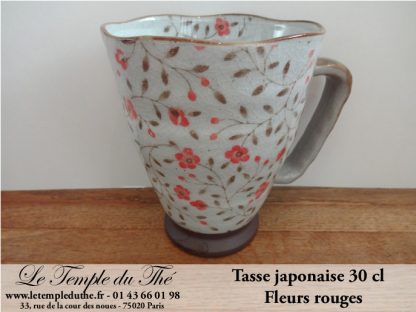 Tasse japonaise 30 cl fleurs rouges
