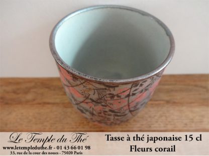 Tasse à thé japonaise 15 cl modèle fleurs corail