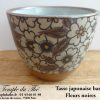 Tasse basse en céramique du Japon modèle fleurs noires 10 cl – Image 3