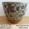 Tasse basse en céramique du Japon modèle fleurs noires 10 cl – Image 2